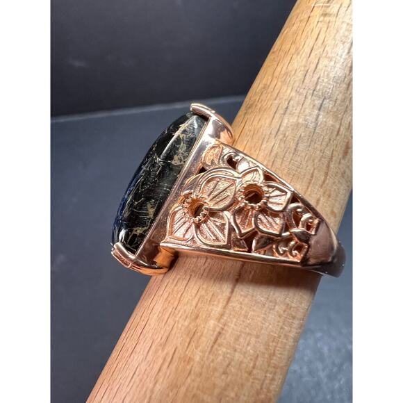 NEW Shungite in matrix ring in rose gold over brass size 9 - Picture 9 of 13
